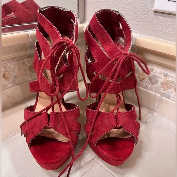 Marco Santi Red Lace-Up Heels - Picture 2 of 6